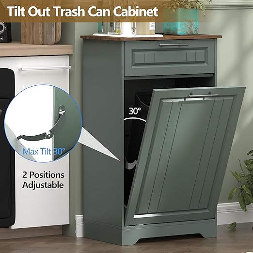 Single 10 Gallon Tilt Out Trash Can Cabinet