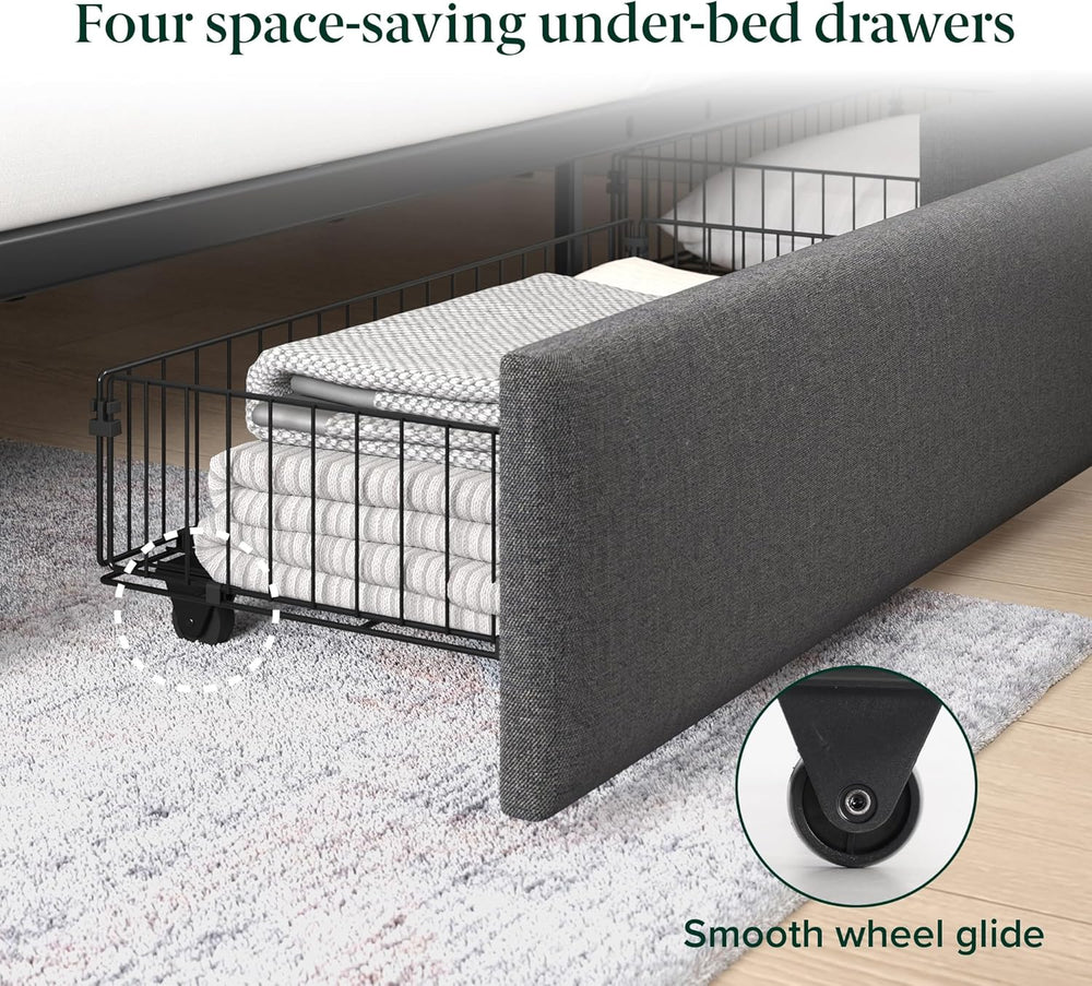 Zinus Maya Platform Bed Frame, Four Underbed Storage Drawers, Full