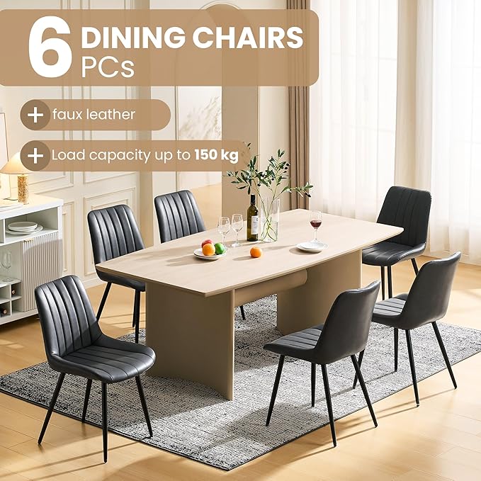 CLIPOP Dining Chairs Set of 6, Upholstered Kitchen Chairs with Comfortable Fa...