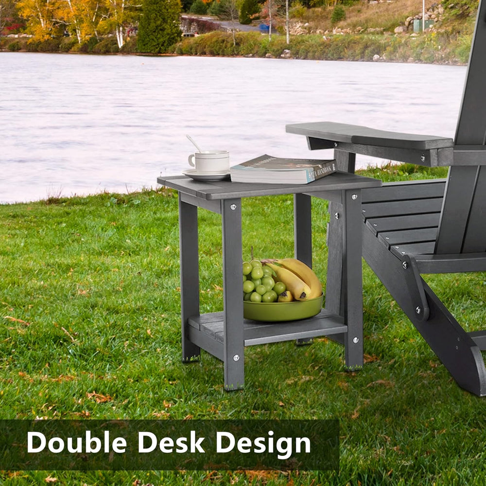 Meluvici Double Adirondack Outdoor Side Table Weather Resistant, Outdoor Rect...