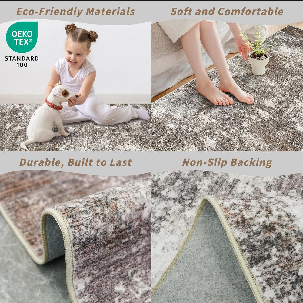 7x7 Area Rug Square Washable – Non-Slip Soft Indoor Carpet for Dining Room Li...