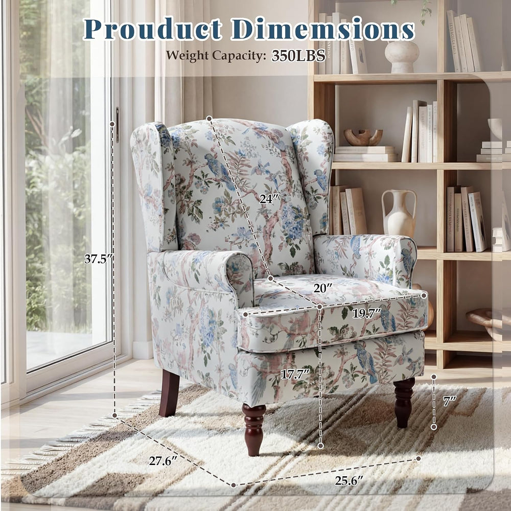 EROMMY Floral Accent Chair, Comfortable High Back Upholstered Armchair with S...