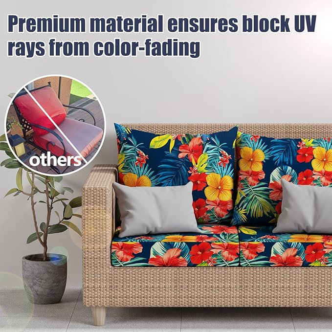 8Pcs Stretch Patio Cushion Covers, Outdoor Couch & Sofa Replacement Slipc...
