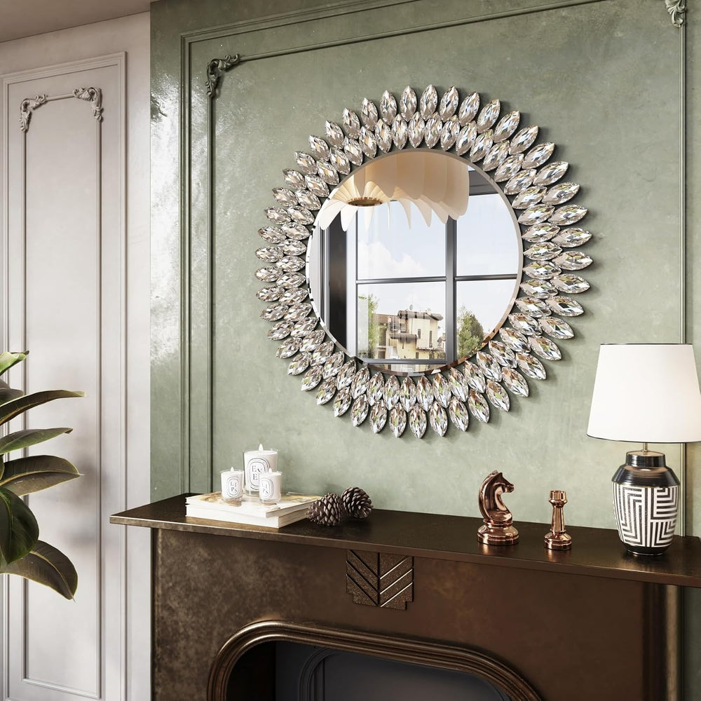 Kelly Miller 26" Jeweled Luxury Round Decorative Wall Mirror