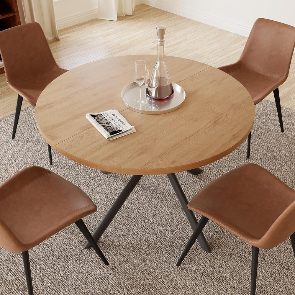 HIPIHOM 45.3 Inch Modern Round Dining Table for 4, Space-Saving Dinette with ...