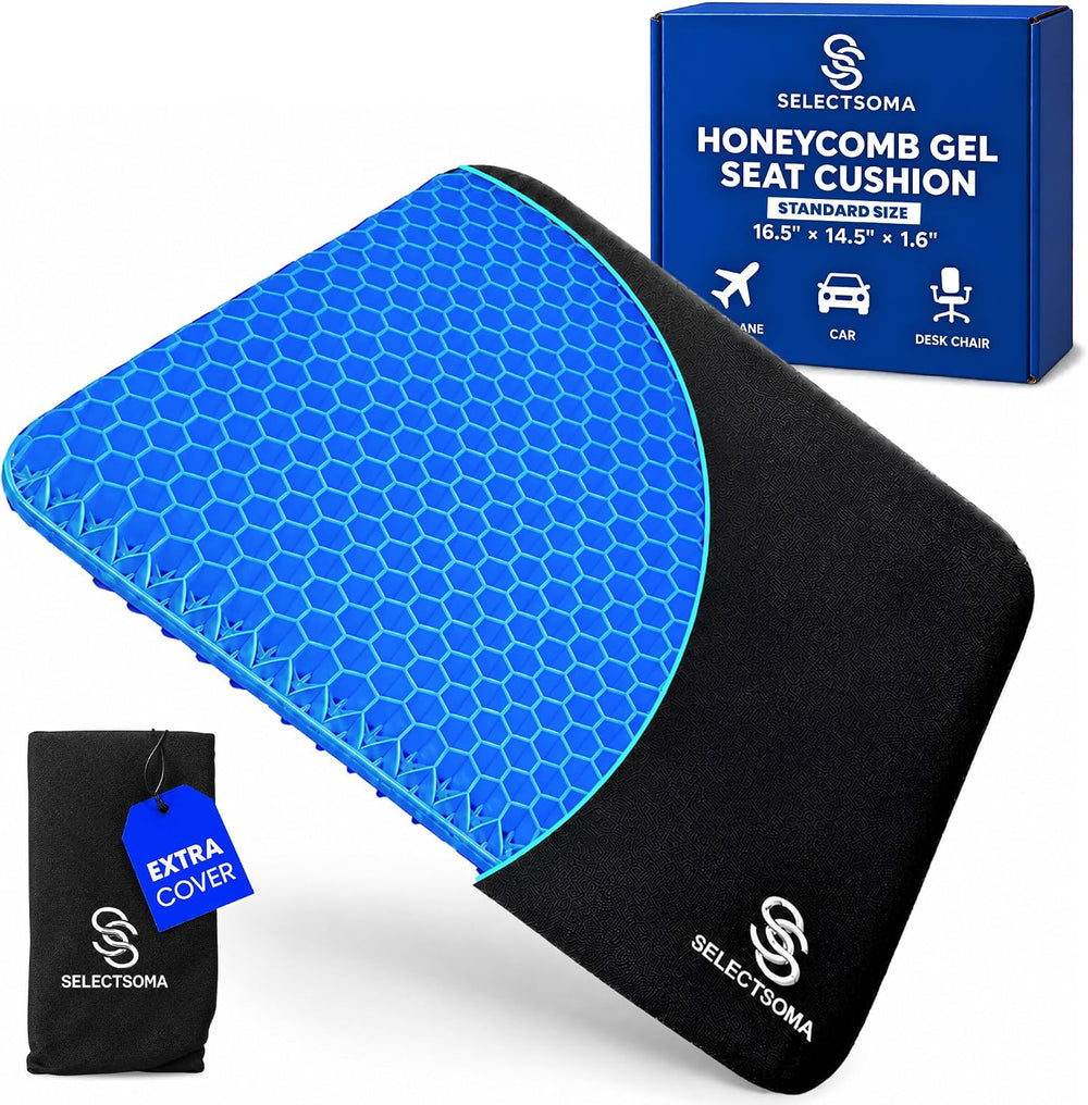 Gel Seat Cushion for Long Sitting, Pressure Relief for Tailbone and Back