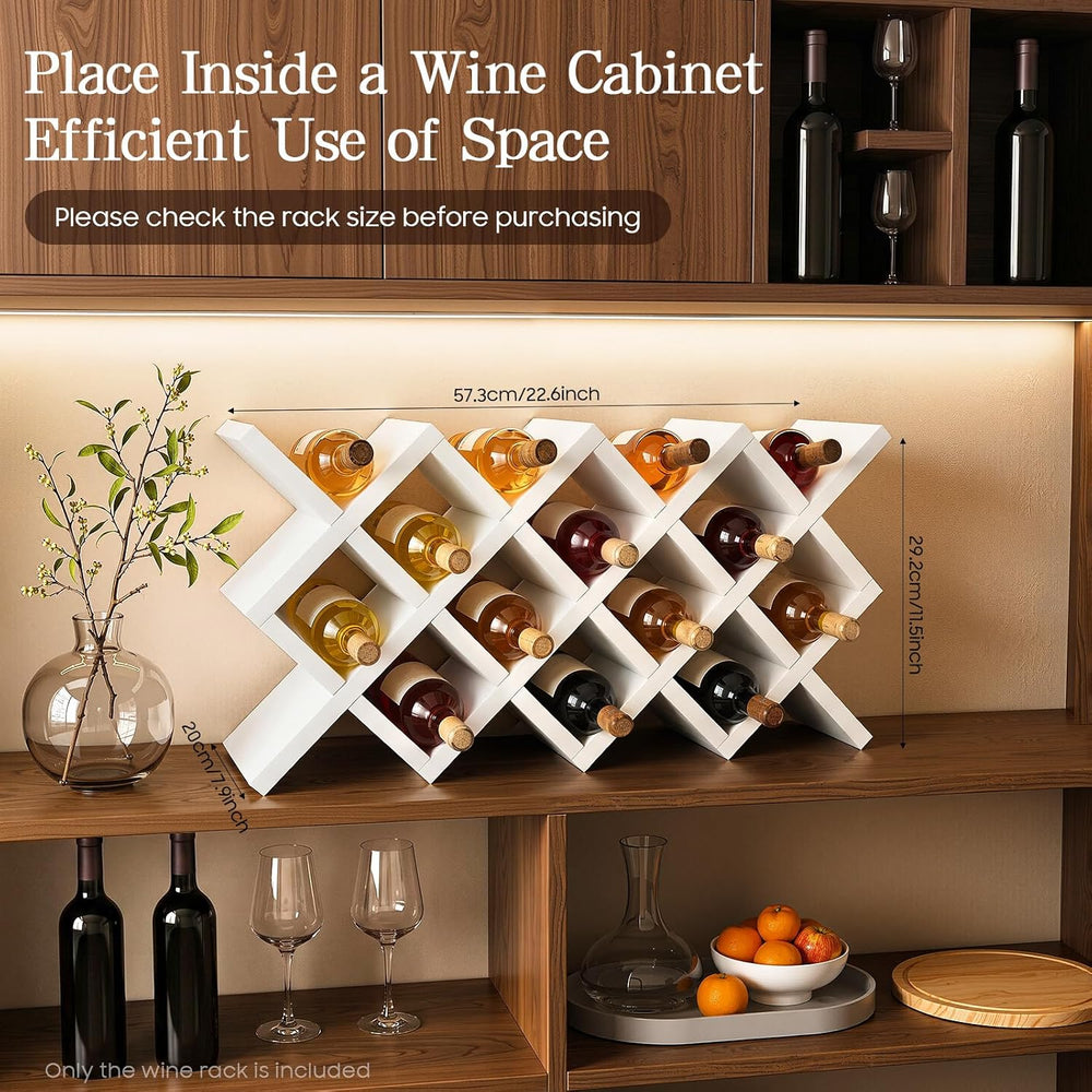 10 Grids Wooden Wine Rack โ Wall Mounted or Countertop Storage, Diamond Latti...