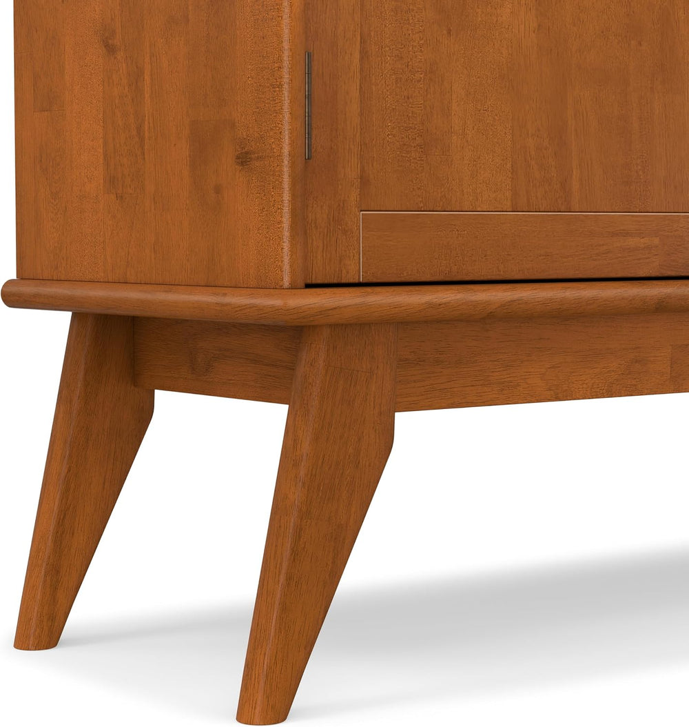 SIMPLIHOME Draper 36" Wide Solid Wood Cabinet in Teak Brown