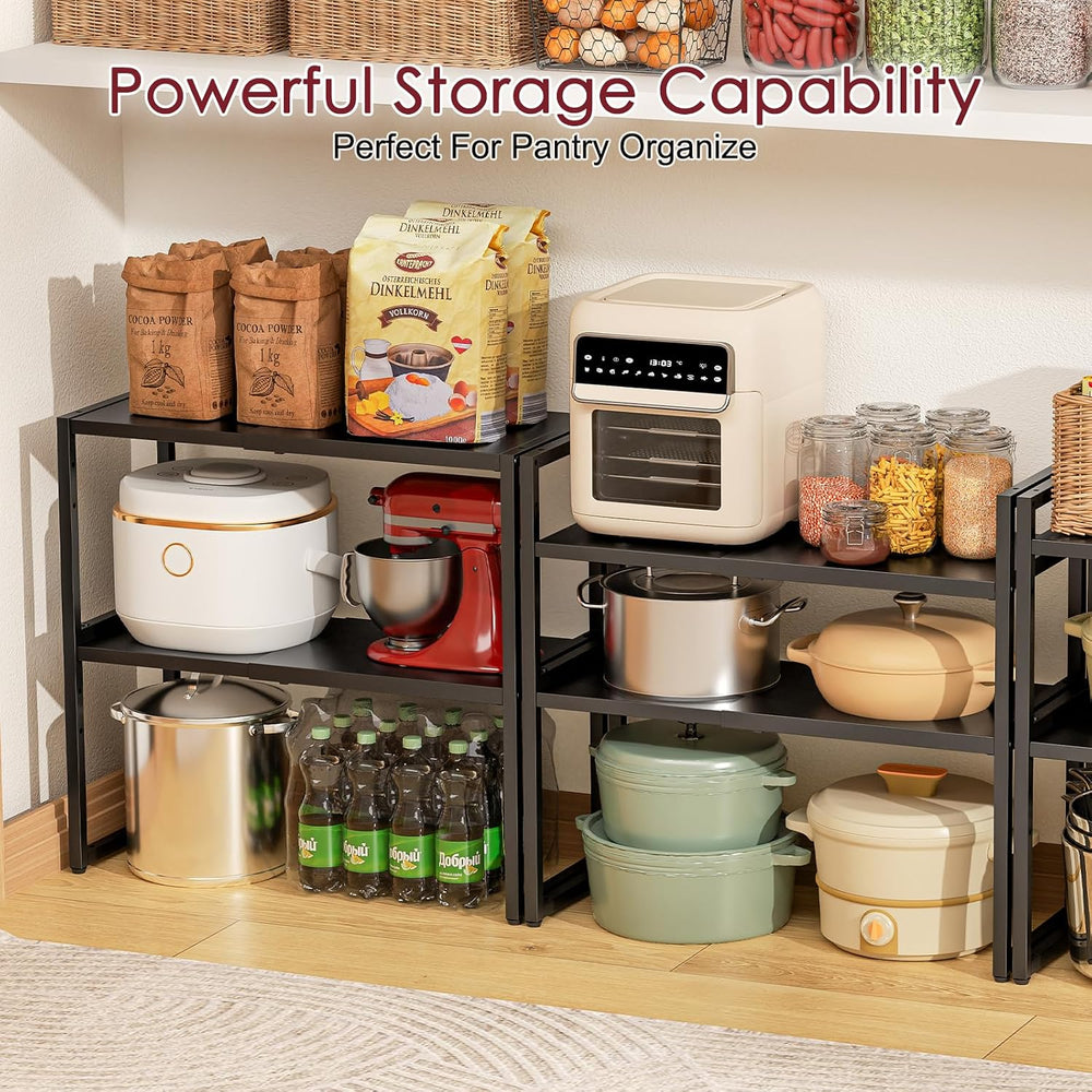 Expandable Kitchen Storage Shelves,110LBS Heavy Duty Metal Garage Shelving Un...