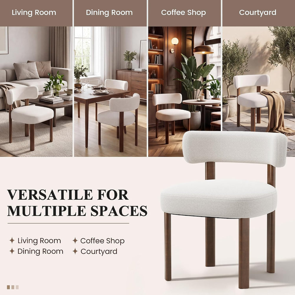 Mid-Century Modern Upholstered Dining Chairs Set of 2, Beige