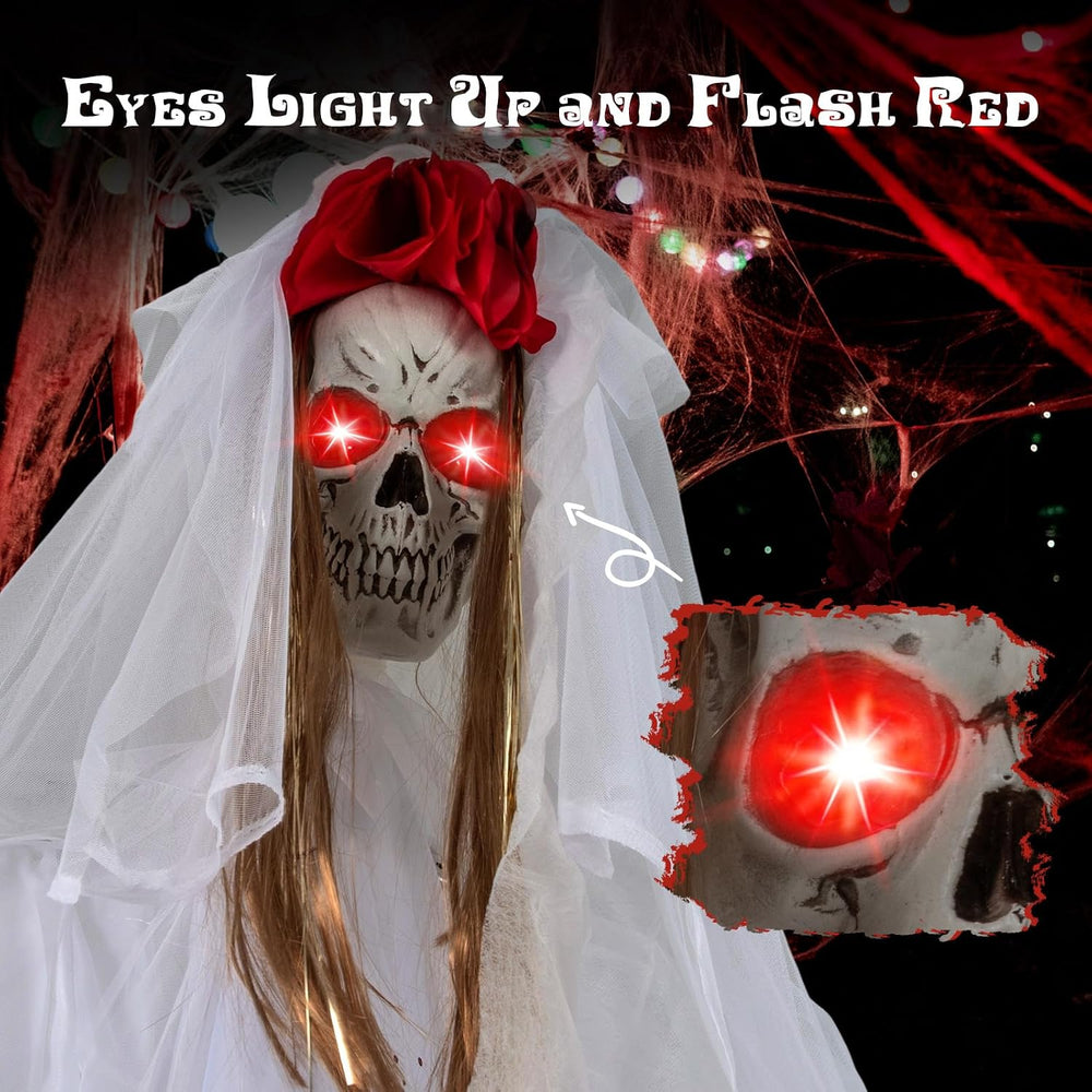 Tangkula 7.2 FT Halloween Animatronics Standing Skeleton Bride & Groom Set