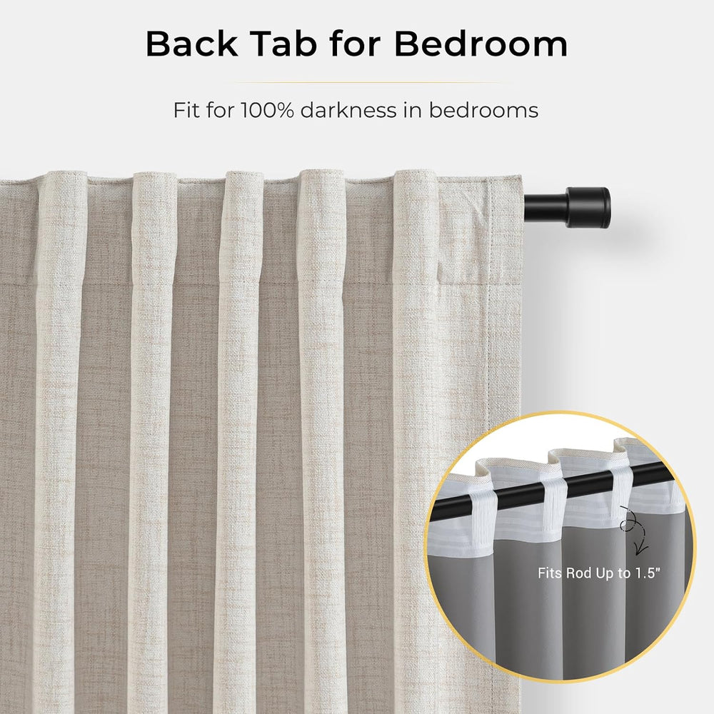 INOVADAY 100% Black Out Curtains 96 Inch Long Blackout Curtains for Bedroom