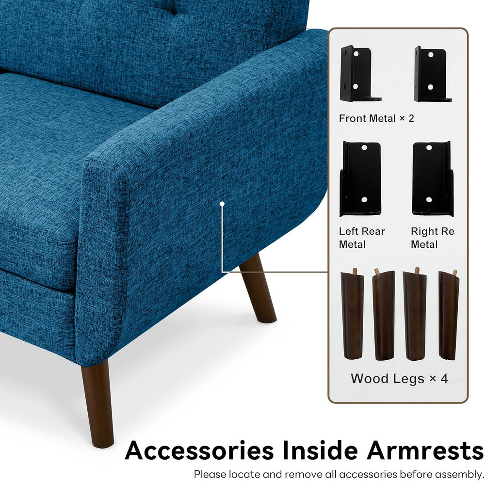 Tbfit 65" W Loveseat Sofa, Mid Century Modern Decor Love Seat Sofas and ...