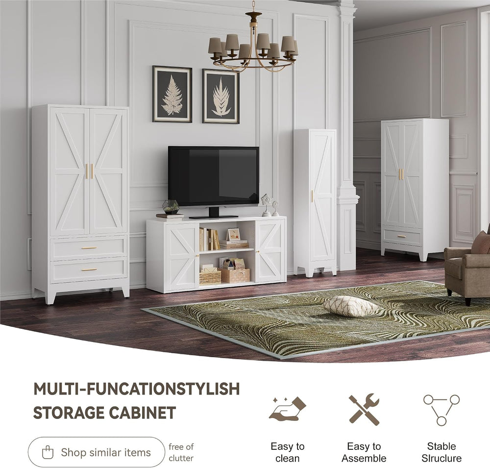 Baborokic Metal Wardrobe Cabinet with Hanging Rod,71" Armoire Wardrobe C...