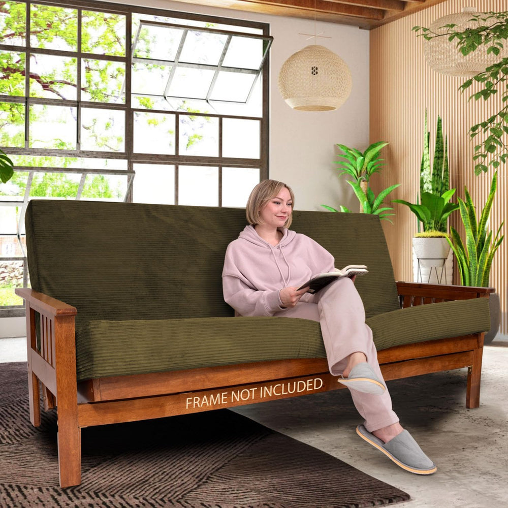 FoammaUSA Premium Corduroy Futon Couch Mattress – Made in USA 6-Inch Memory F...