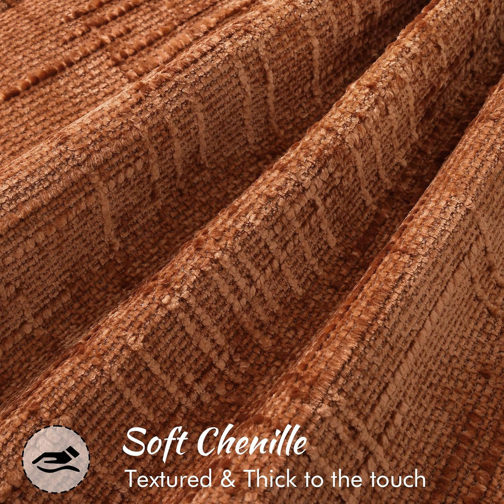 decorUhome Chenille Decorative Throw Pillow Covers 26x26 Set of 2, Rust
