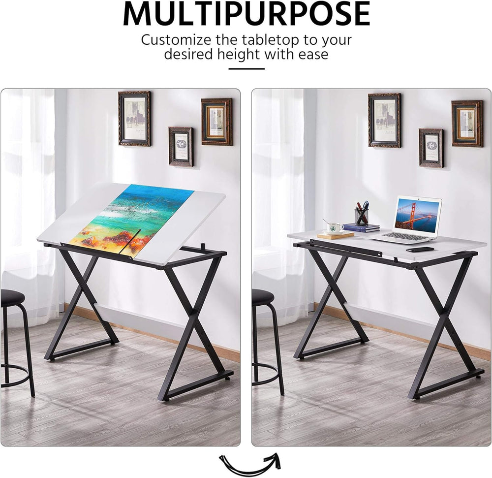 Yaheetech Adjustable Drawing Tables Drafting Desk with P2 Tiltable Tabletop f...
