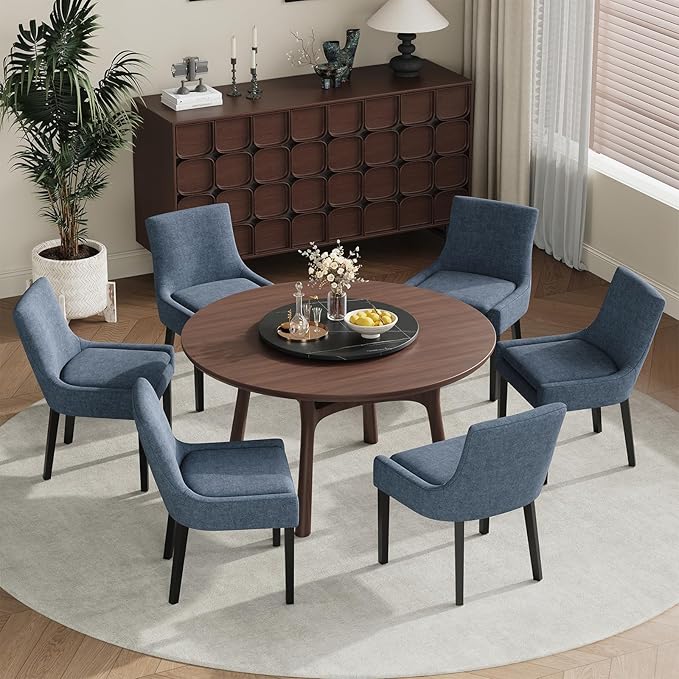 Modern Dining Chairs Set of 6, Upholstered Corduroy Dining Room Chairs with W...
