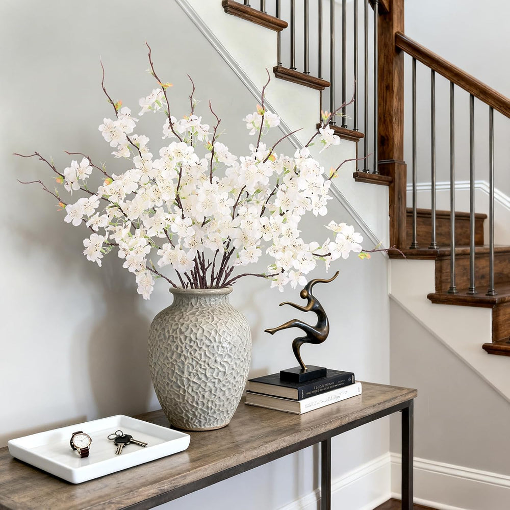 INXUGAO Artificial Cherry Blossom Branches Decor 12 PCS Fake Flowers Indoor