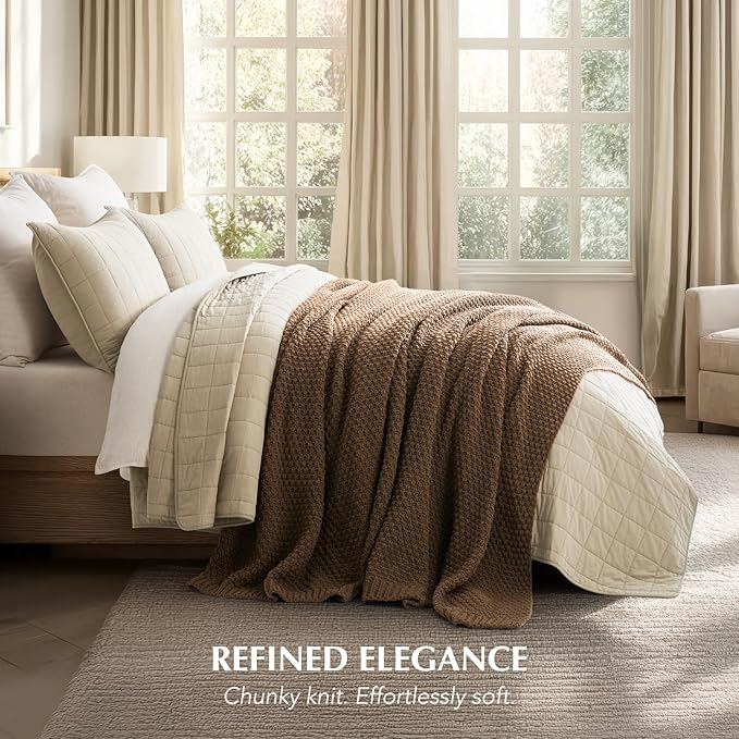 EVERGRACEHOME Chunky Chenille Knit Throw Blanket