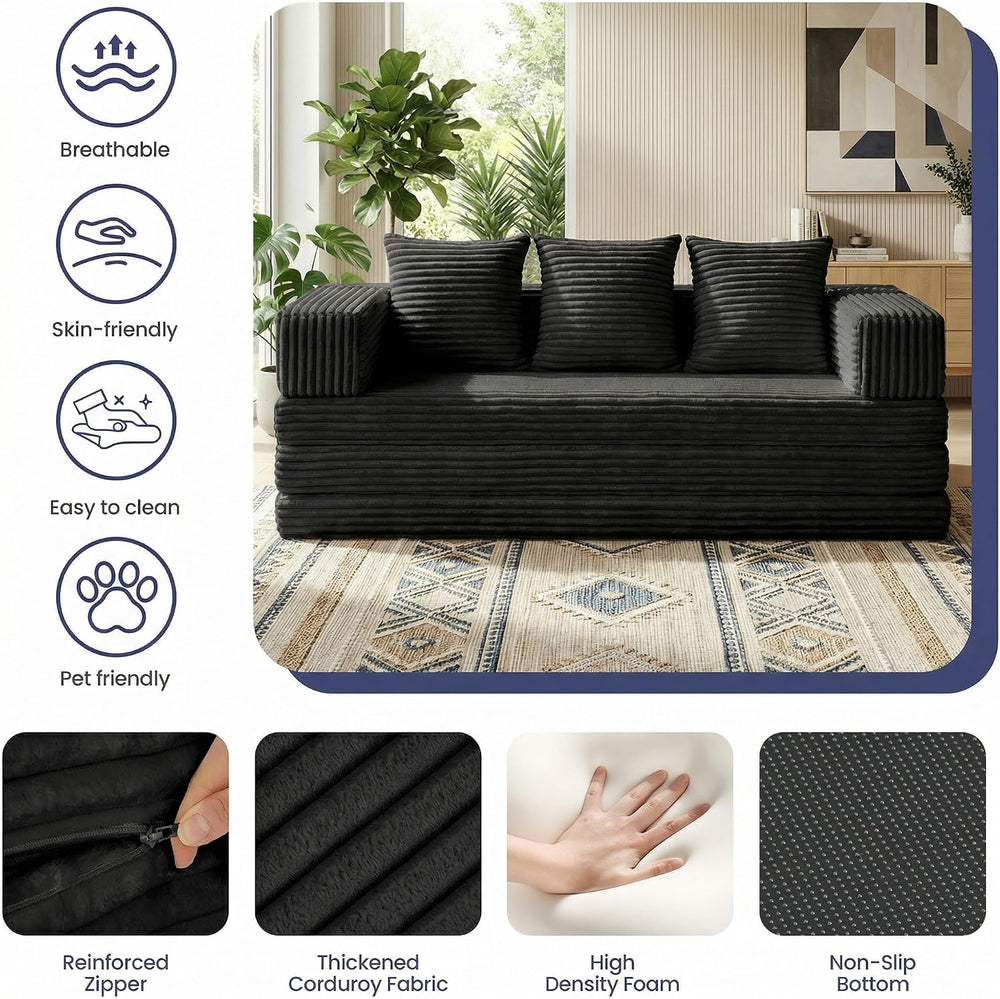Convertible Sofa Bed Couch, 78’’ Oversized 4-in-1 Boneless Couches with Remov...