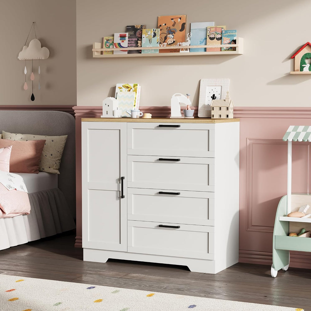 IDEALHOUSE 43.3'' H Armoire Wardrobe Closet with 4 Drawers and Hangin...