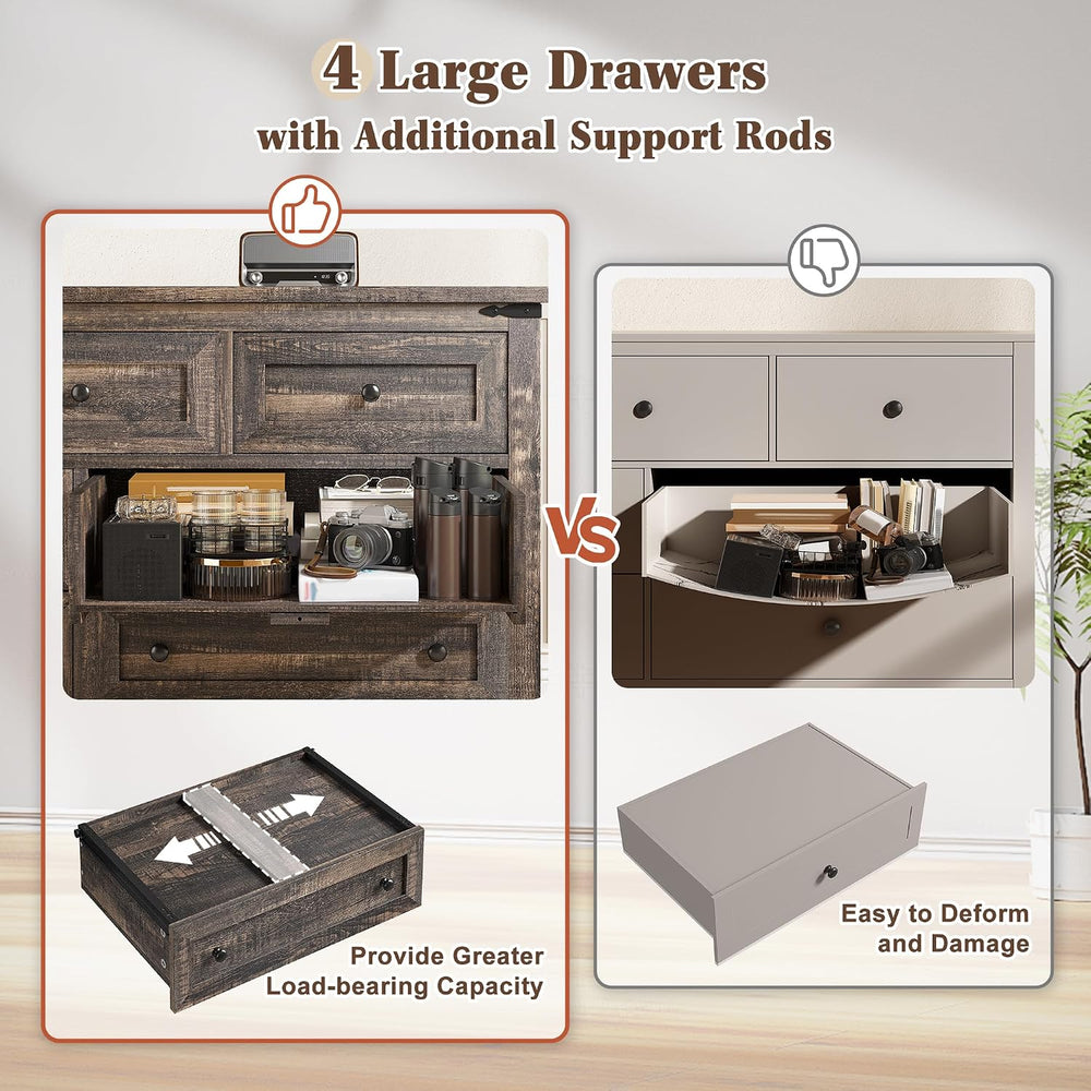 EnHomee Farmhouse Dresser for Bedroom, 51.2" W Dresser TV Stand for 60&q...