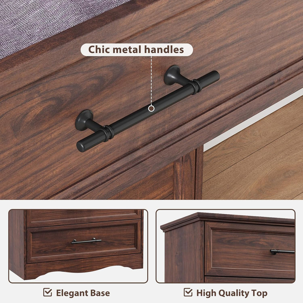 Walnut 7-Drawer Dresser for Bedroom, 52" Tall Chest of Drawers