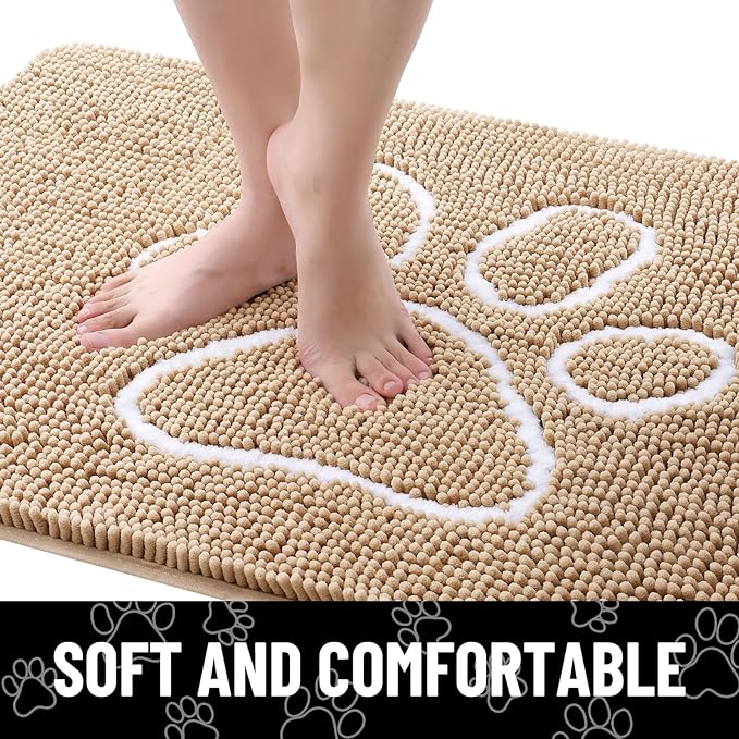 Smiry Dog Door Mat for Muddy Paws, Absorbent Dirt Trapper Non Slip Quick Dry