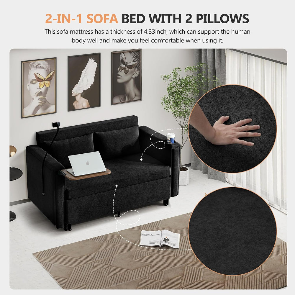 3-in-1 Convertible Sleeper Sofa Couch with Pullout Bed, Loveseat Sleeper Sofa...