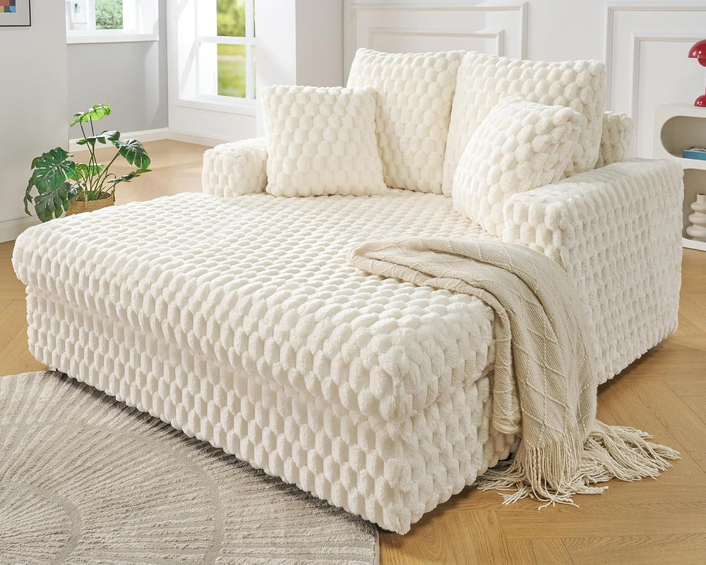 Jocisland 58 Inch Oversized Chaise Lounge, Plush Sofa Bed with Throw Pillows ...