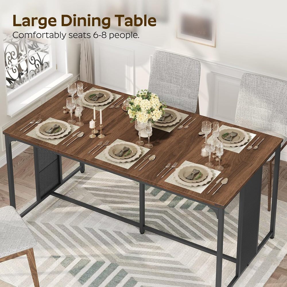 YATINEY Dining Table for 6-8, 63" Large Kitchen Table, Industrial Dining...
