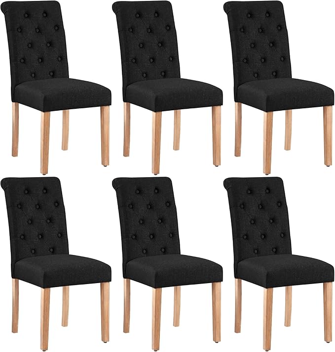Yaheetech Dining Chairs Set of 6 Fabric Upholstered Dining Room Chairs with B...