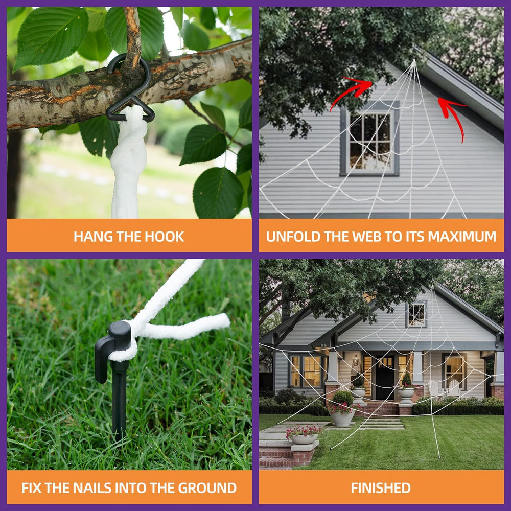 Halloween Decorations Outdoor Lighted Spider & Spider Web Lights Set