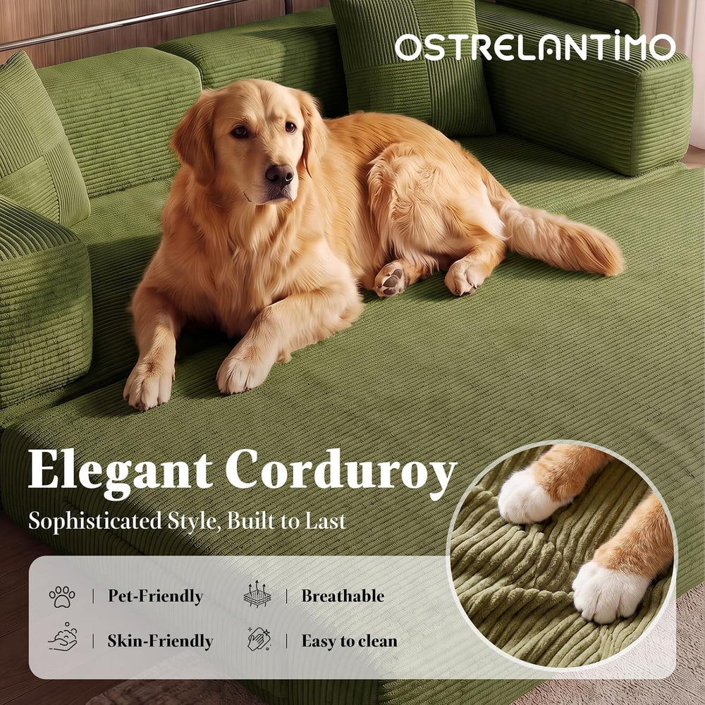 79.5" Convertible Floor Sofa Bed, 5-In-1 Corduroy Futon Couch, No Assembly