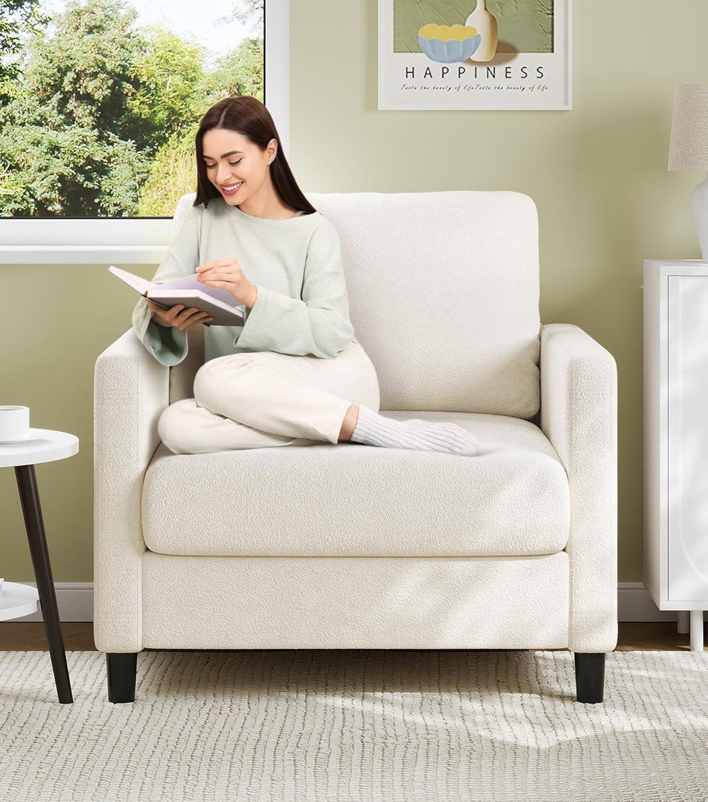 Welzona Sofa Accent Chair, 33" Reading Chair, Comfy Teddy Arm Chairs
