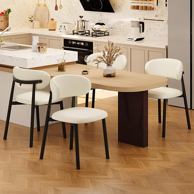 Kitchen Dining Chairs Set of 6 Modern Upholstered Leather Farmhouse Dining Ro...