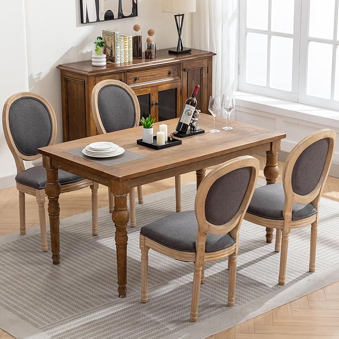 French Country Dining Chairs Set of 4, Gray Kitchen & Dining Room Chairs,...