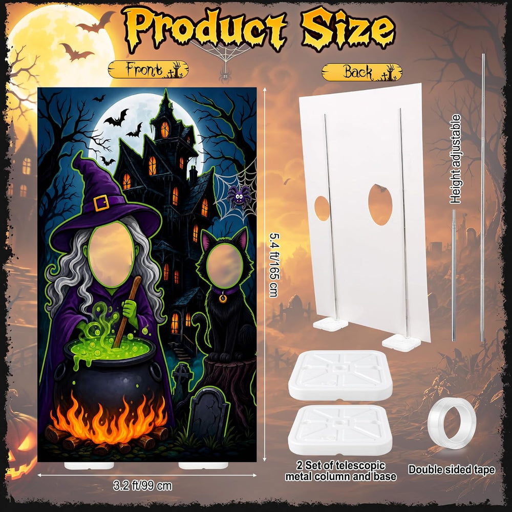 Qunclay 5.4 ft Halloween Witch Cardboard Cutout Photo Prop with Base