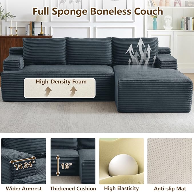 96.1" Modular Sectional Sofa Couches L-Shape Couch 3 Seat Modular Sofa C...