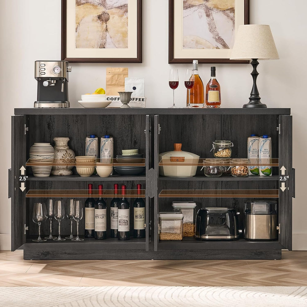ONBRILL Buffet Cabinet with Storage, 63" Sideboard Cabinet with 4 Doors ...