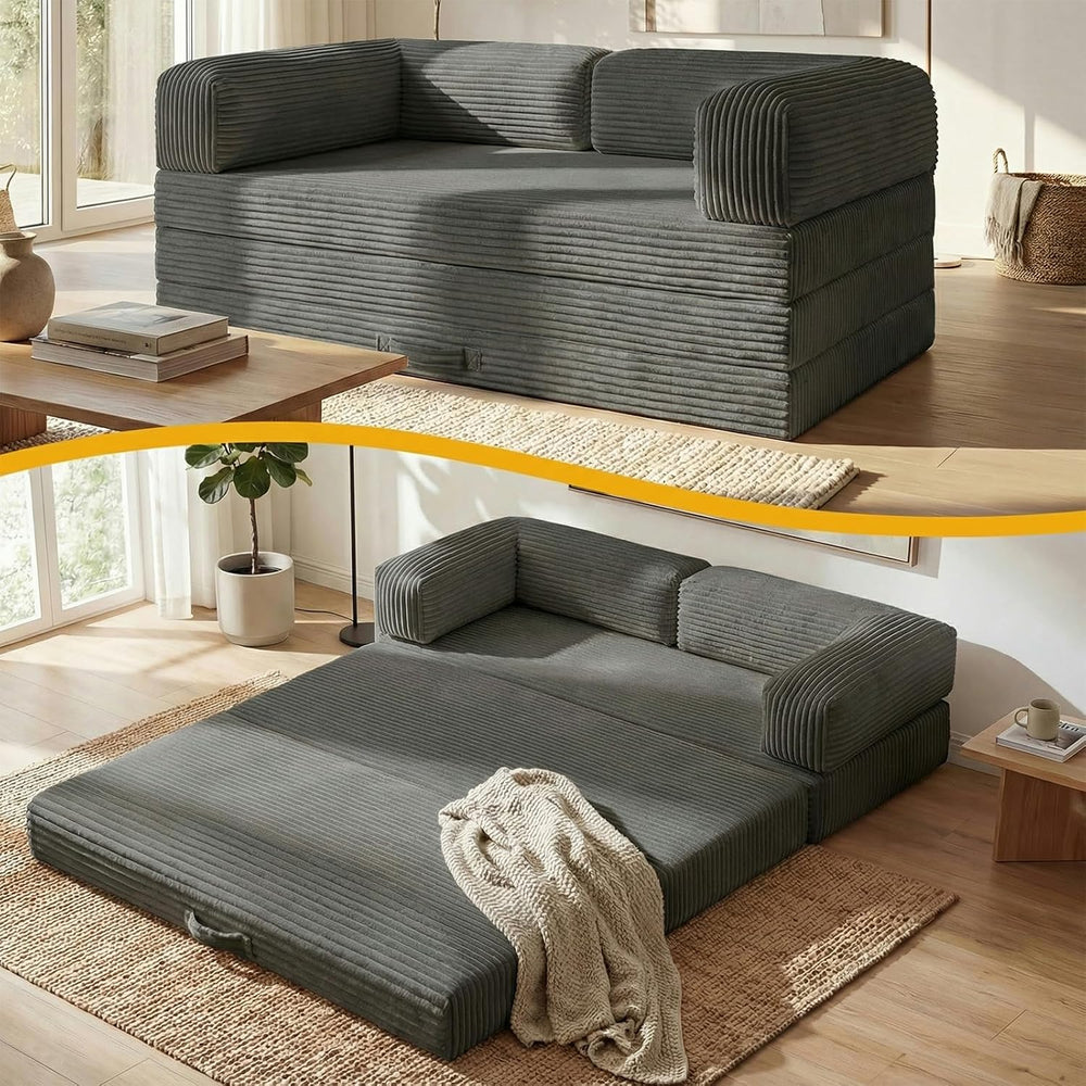 Erament Futon Sofa Bed, Convertible Tri-Folding Mattress Foldable with Remova...