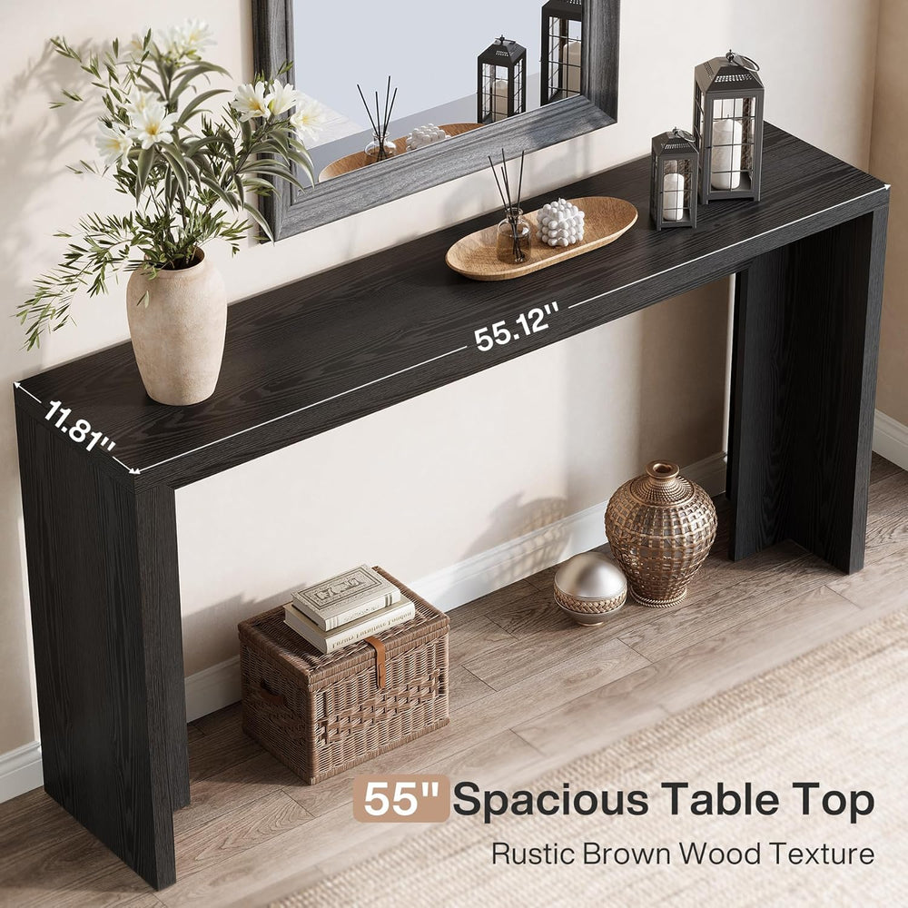 Tribesigns 55-Inch Farmhouse Console Table, Wooden Couch Table Behind Sofa wi...