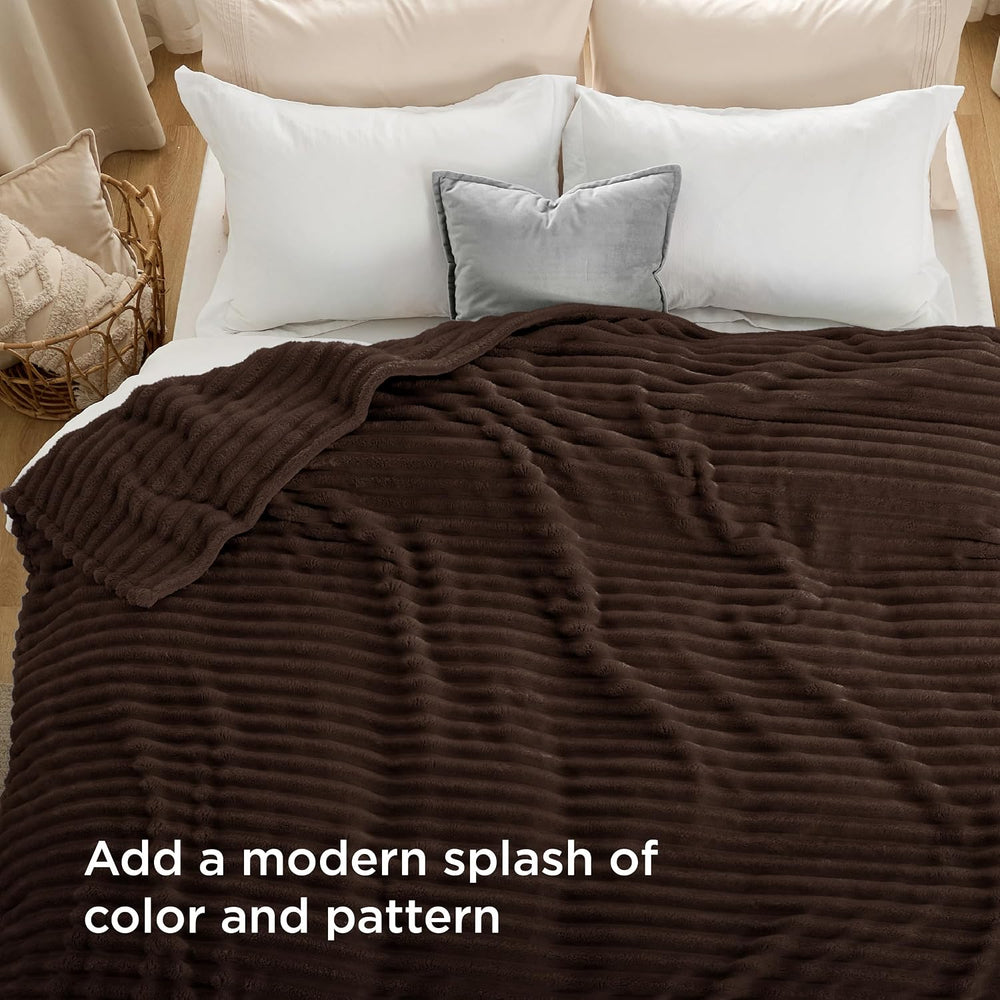 Bedsure Full Size Fleece Blankets for Bed Chocolate Brown 84"x90"