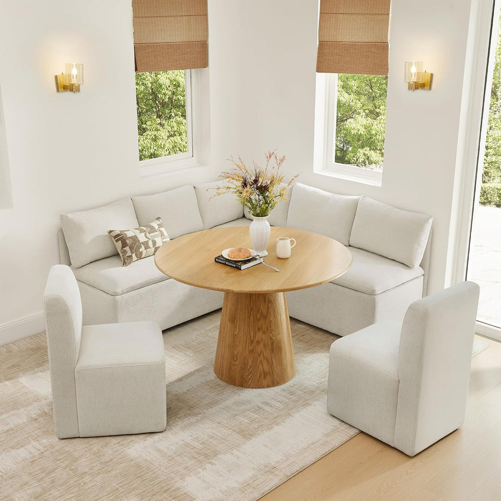 CHITA Breakfast Nook Bench with Storage, Banquette Seating, 5 Seats, Linen