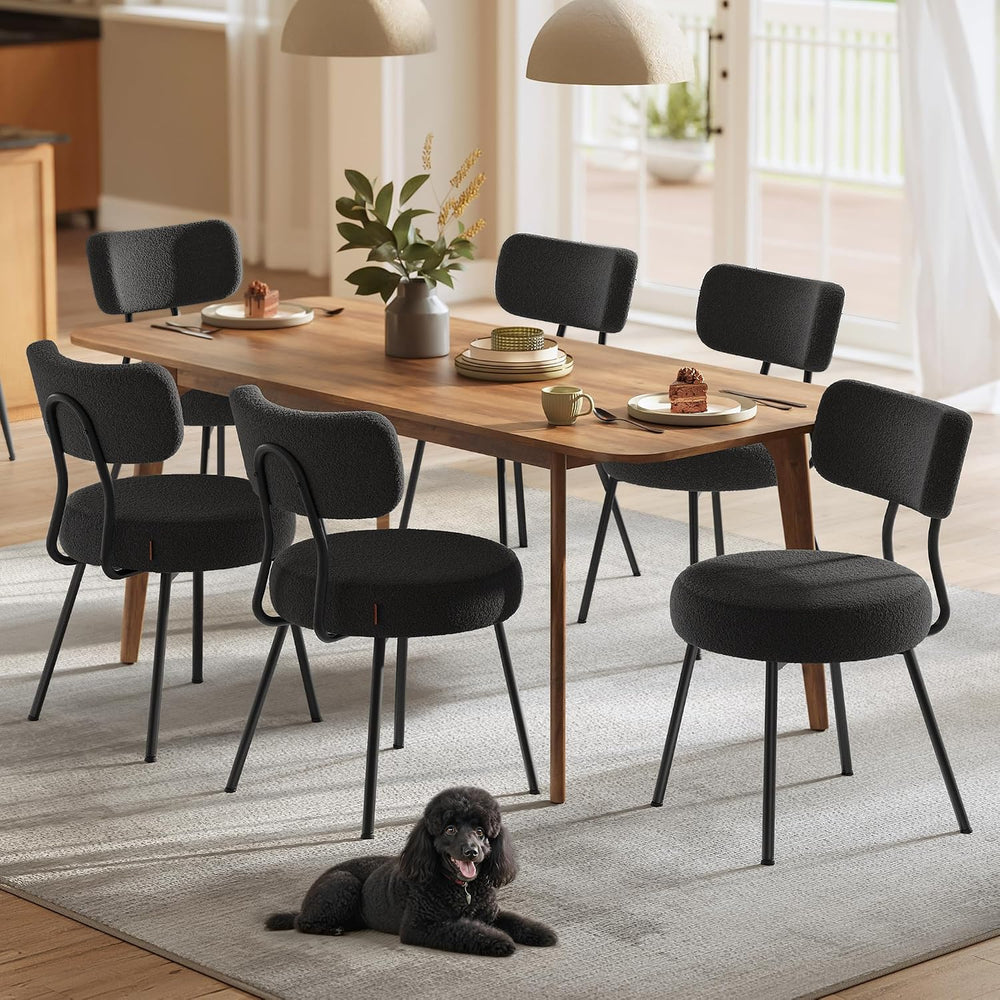 VASAGLE Boucle Dining Chairs Set of 6, Upholstered Kitchen Dining Room Chairs...