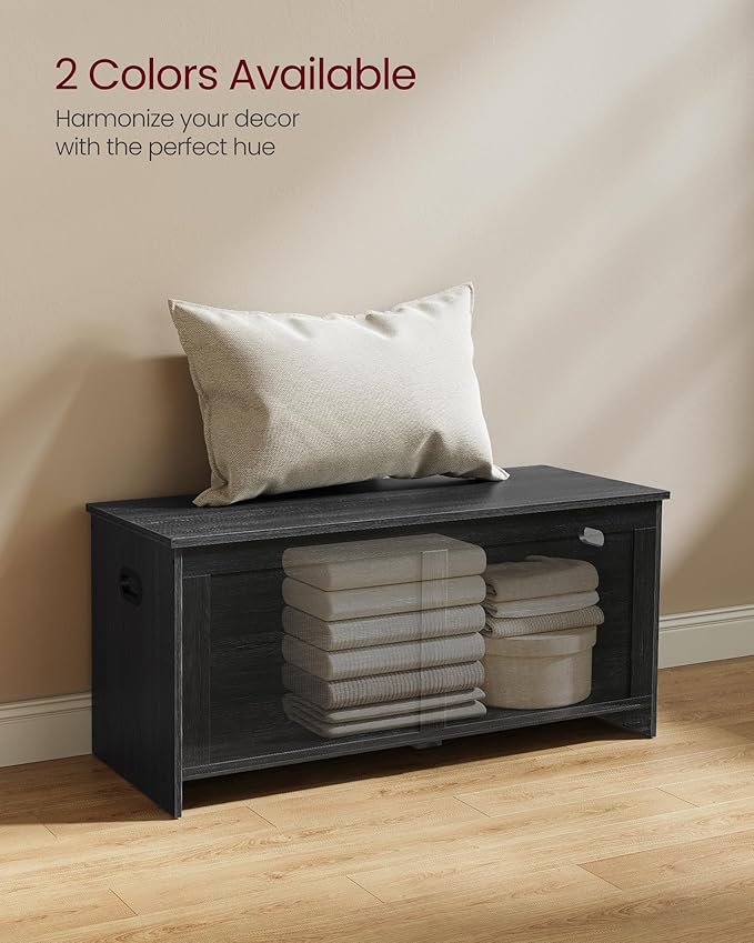 VASAGLE Storage Chest, Storage Trunk with 2 Safety Hinges, Storage Bench, Sho...