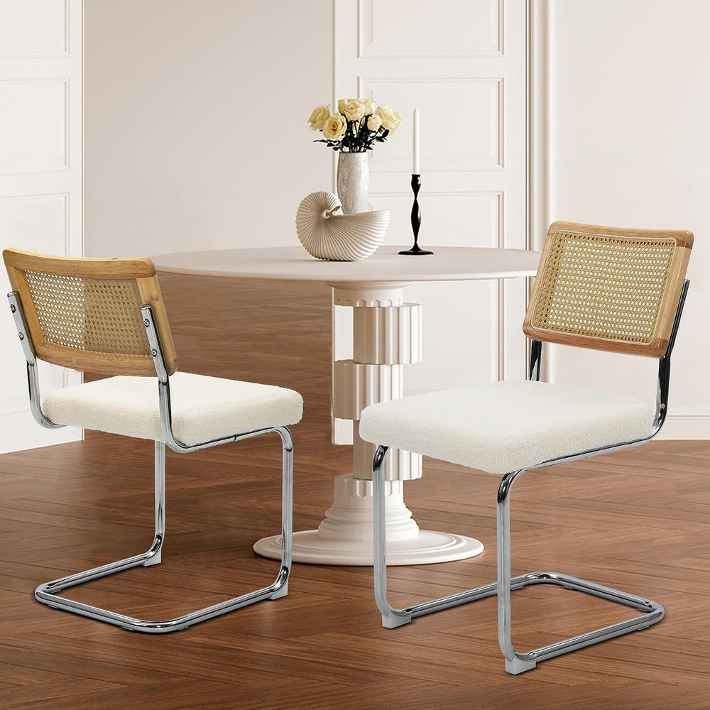 Dining Chairs Set of 2, Modern Rattan Kitchen Chairs, Mid Century Modern Desi...