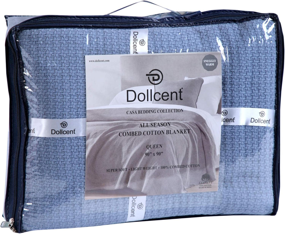 DOLLCENT 100% Cotton California King Size Blanket For Bed, Premium Combed Lig...