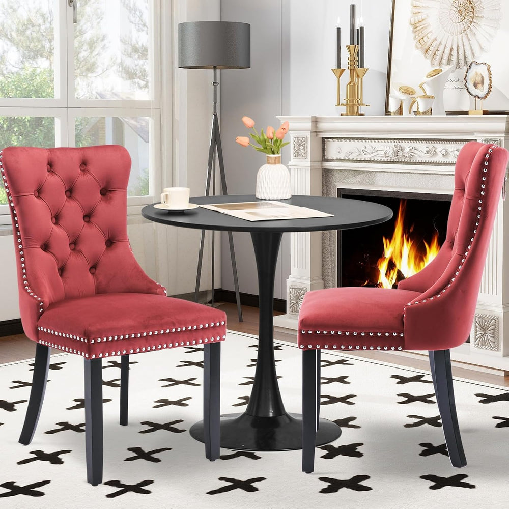 3-Pieces 31.5" Round Dining Table Set for 2, Black Dining Table & Ve...